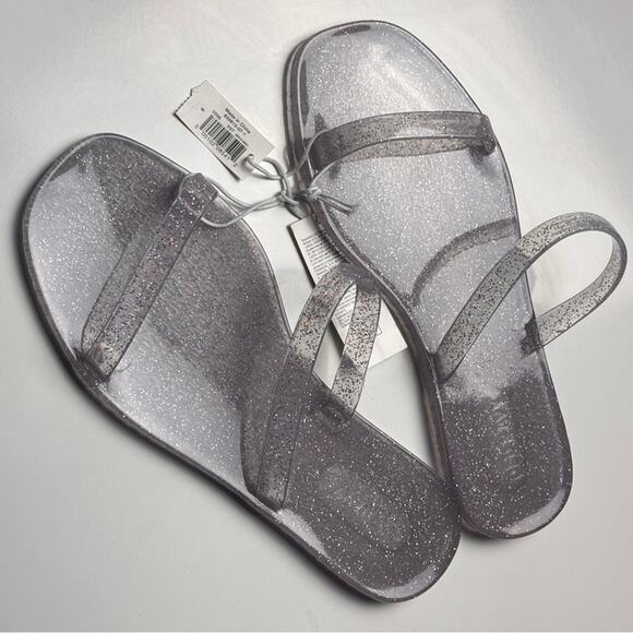 Old Navy Women's Low Heel Flat Silver Glitter Jelly Slide Sz 6 NWT - Picture 6 of 7